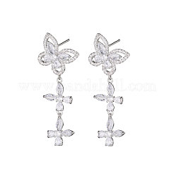 Серьги-гвоздики из латуни с прозрачным кубическим цирконием FS-WG3FB92-01