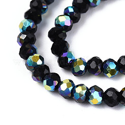 Нити из прозрачных стеклянных бусин-ронделей с цветным покрытием ab&nbsp;EGLA-T029-2mm-10B