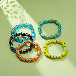 Женский стрейч-браслет из бисера ручной работы лэмпворк со сглазом BJEW-JB08687