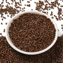 焼付塗装ガラスシードビーズ  シリンダー  サドルブラウン  2x1.5mm  穴：1mm  約5599個/50g&nbsp;X-SEED-S042-05B-43