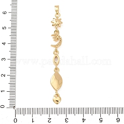 Colgantes grandes de latón con borlas y circonitas cúbicas transparentes micro pavé.&nbsp;KK-L271-01G-01