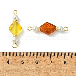 Breloques connecteurs en ambre naturel et perle de coquillage&nbsp;PALLOY-JF05640