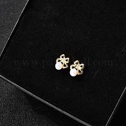 925 серьга-гвоздик в форме банта из стерлингового серебра с прозрачным кубическим цирконием EJEW-L300-11G