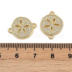 Латунные микро-паве прозрачные кубические цирконии плоские круглые соединительные подвески KK-A257-06G