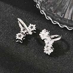 Messing Micro Pave klare Zirkonia Manschette Ohrringe&nbsp;EJEW-G471-40P