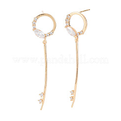 Латунные микро-паве прозрачные серьги-гвоздики из циркония KK-S364-046