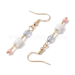 ガラスダングルピアス  304ステンレススチールピアスフック付き  オーバル  ゴールドカラー  50x5.5mm&nbsp;EJEW-JE06277