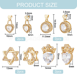 8шт 4 стиля латунные подвески с микропаве и кубическим цирконием&nbsp;KK-BC0010-33