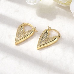 Серьги-кольца в форме сердца с микропаве из прозрачных кубических цирконий из латуни EJEW-K318-03G