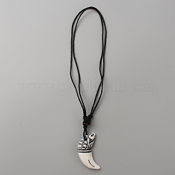 Колье из смолы с подвеской в виде рога и черепахи с восковыми веревками&nbsp;NJEW-WH0015-53B