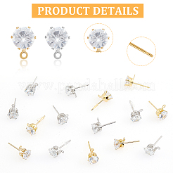 Фурнитура для сережек-гвоздиков из латуни и гайки из пластика&nbsp;KK-FH0003-76