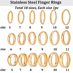 18 stücke 18 arten 201 edelstahl finger ringe&nbsp;RJEW-SC0001-37G