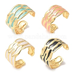 Браслеты-манжеты из нержавеющей стали 304 с эмалью для женщин BJEW-B159-04G