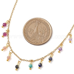 Ожерелья с круглыми гранеными нагрудниками из натурального аметиста NJEW-JN05082