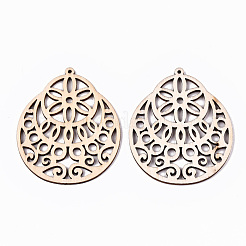Grands pendentifs en bois creux naturels non teints&nbsp;WOOD-N007-108