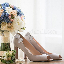 4 шт. 2-цветный бант из сплава со стразами для украшения обуви FIND-GO0002-33