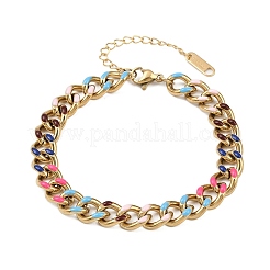 Женские браслеты-цепочки из кубинской стали 201 BJEW-H633-01G