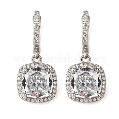 925 boucles d'oreilles créoles en argent sterling avec micro pavé de zircones cubiques&nbsp;EJEW-F371-01A-01
