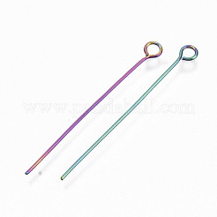 イオンプレーティング（IP）304ステンレススチールアイピン  虹色  30x0.6mm  穴：2mm&nbsp;STAS-Q234-30mm-01