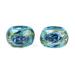 Прозрачные акриловые бусины с цветочным принтом TACR-S160-01-B01