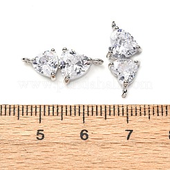 Подвески-сердечки с двумя сердечками из латуни с прозрачным кубическим цирконием KK-P308-74P