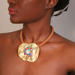 Комплекты из ожерелий с подвесками и серег с круглыми бусинами неправильной формы из сплава и синтетической бирюзы FS-WGD0E4F-01