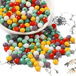 ガラスビーズ  多面カット  ロンデル  ミックスカラー  6x5mm  穴：1mm  約280個/60g&nbsp;EGLA-A034-SM6mm-43