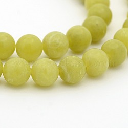 Hebras de cuentas redondas de jade de oliva natural, 6mm, agujero: 1 mm, aproximamente 68 pcs / cadena, 15.7 pulgada