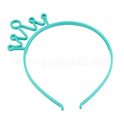 Bandes de cheveux en plastique couronne, avec des dents, accessoires de cheveux pour les filles, turquoise moyen, 160x135x6mm
