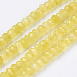 Malaysia naturale perle di giada fili, tinto, sfaccettato, rondelle, giallo, 4x3mm, Foro: 1 mm, 116 pcs / Filo, 13.7 pollice (35 cm)