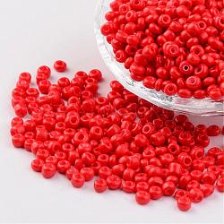 6/0 Baking Paint Glass Seed Beads, Red, 4~5x3~4mm, Hole: 1~2mm, about 427pcs/50g