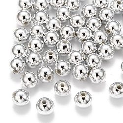 Plating Plastic Acrylic Round Beads, Silver Plated, 8mm, Hole: 1.5mm, about 1800pcs/pound