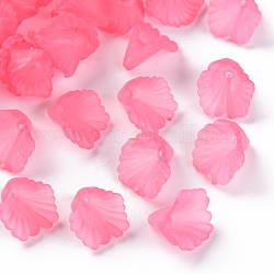 Milchigen Acryl Perlkappen, Blume, neon rosa , 12x12x9 mm, Bohrung: 1.2 mm, ca. 1700 Stk. / 500 g
