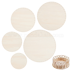 PandaHall Round Wooden Basket Bottom, 5pcs Crochet Basket Base 3.9/5.9/7.8/9.8/11.8
