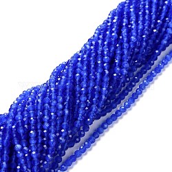 Cat Eye Beads Strands, Round, Faceted, Blue, 3mm, Hole: 0.2mm, 14.17 inch(36cm), 122pcs/strand