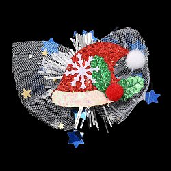 Alligator-Haarspangen aus Filz und Gaze mit Weihnachtsmotiv, mit PVC- und EisenZubehörn, Haarschmuck für Mädchen Frauen, Hut, 71x87x23 mm
