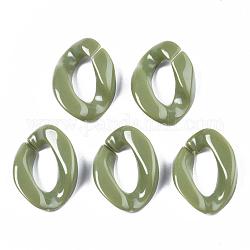 Opaque Acrylic Linking Rings, Quick Link Connectors, For Curb Chains Making, Twist, Olive, 22x16.5x5.5mm, Inner Measure: 12x6mm