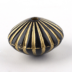 Двойной конус покрытие акриловые шарики, золотой металл обвитыми, чёрные, 10.5x15 мм, отверстие : 1.5 мм, Около 495 шт / 500 г