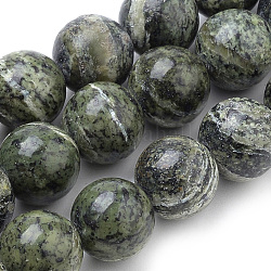Brins de perles de jaspe vert zèbre naturel, ronde, 6~7mm, Trou: 1mm, Environ 62 pcs/chapelet, 15.35 pouce