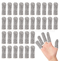 Protezione per le dita antitaglio in nylon, maniche a dita lavorate a maglia, bianco e nero, 66~68x25~27x3mm