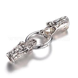 Anelli di chiusura a molla in lega, o anelli, con estremità del cavo, drago, argento antico, 6 gauge, 70mm