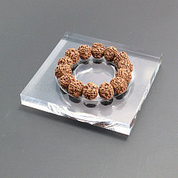 Square Transparent Acrylic Single Bracelet/Bangle Display Tray, Bracelet Jewelry Organizer Holder, Clear, 12x12x1.4cm, Slot: 2cm