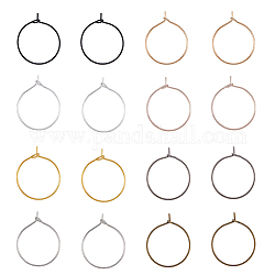 SUPERFINDINGS 400Pcs 8 Colors Iron Hoop Earrings, Wine Glass Charm Rings, Mixed Color, 24x20x4mm, Pin: 0.7mm, 50Pcs/color