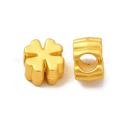 Perline europei cremagliera in lega placcatura, perline con foro grande, trifoglio, colore oro opaco, 9.5x9x6.5mm, Foro: 4 mm