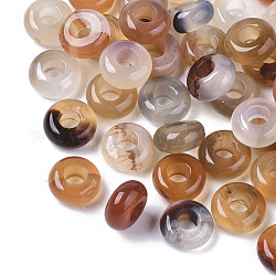 Natürliche Achat europäischen Perlen, Großloch perlen, gefärbt und erhitzt, Rondell, 10x4.5 mm, Bohrung: 4 mm