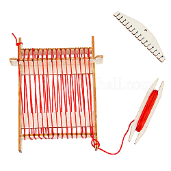 DIY Wooden Loom Kits, with Rope, Adjusting Rods, Educational Toys for Kids, BurlyWood, 19.4x14.3x0.3cm