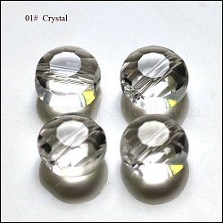 Imitation Austrian Crystal Beads, Grade AAA, Faceted, Flat Round, Clear, 8x4mm, Hole: 0.9~1mm