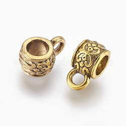 Tibetischen stil Aufhänger mit Öse, Perlen der Patsche, Cadmiumfrei und Nickel frei und Bleifrei, Antik Golden, 11x6x7 mm, Bohrung: 3 mm, Innendurchmesser: 4 mm