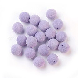 Perles acryliques flocky, la moitié foré, ronde, lilas, 11.5~12mm, Trou: 1.6mm
