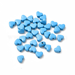 Perline in lega verniciate a cuore, cadmio & nichel &piombo libero, cielo blu profondo, 5x6x3mm, Foro: 1.2 mm